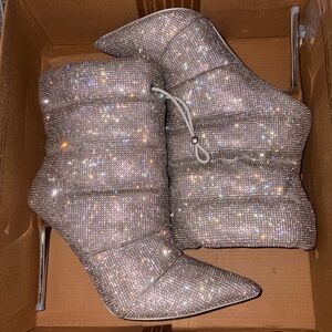 Steve Madden Sparkling Silver Heeled Boots